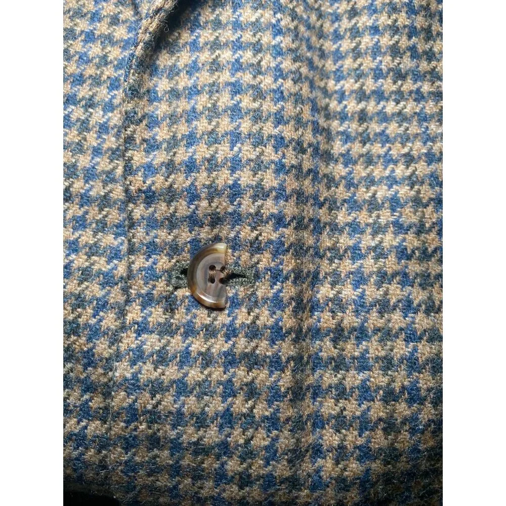 Stafford Men Houndstooth Wool Blazer Jacket Wool Size 48R USA Office Casual READ